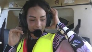 Anita Williams en el helicóptero de Supervivientes.