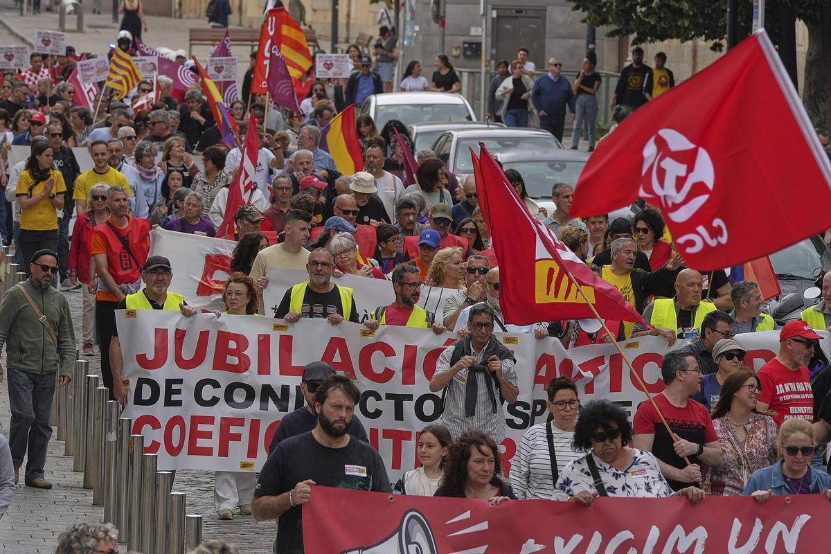 Les imatges de la manifestació de l'1 de maig a Girona