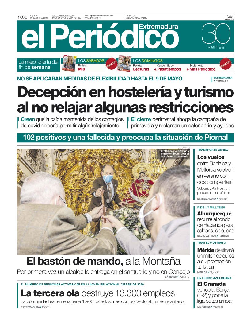 Consulta la portada correspondiente al día 30 de abril del 2021