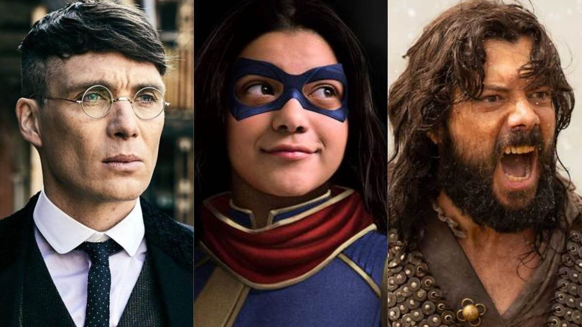 Cillian Murphy en 'Peaky Blinders'; Iman Vellani en 'Ms Marvel', y Álvaro Morte en 'Sin límites'.