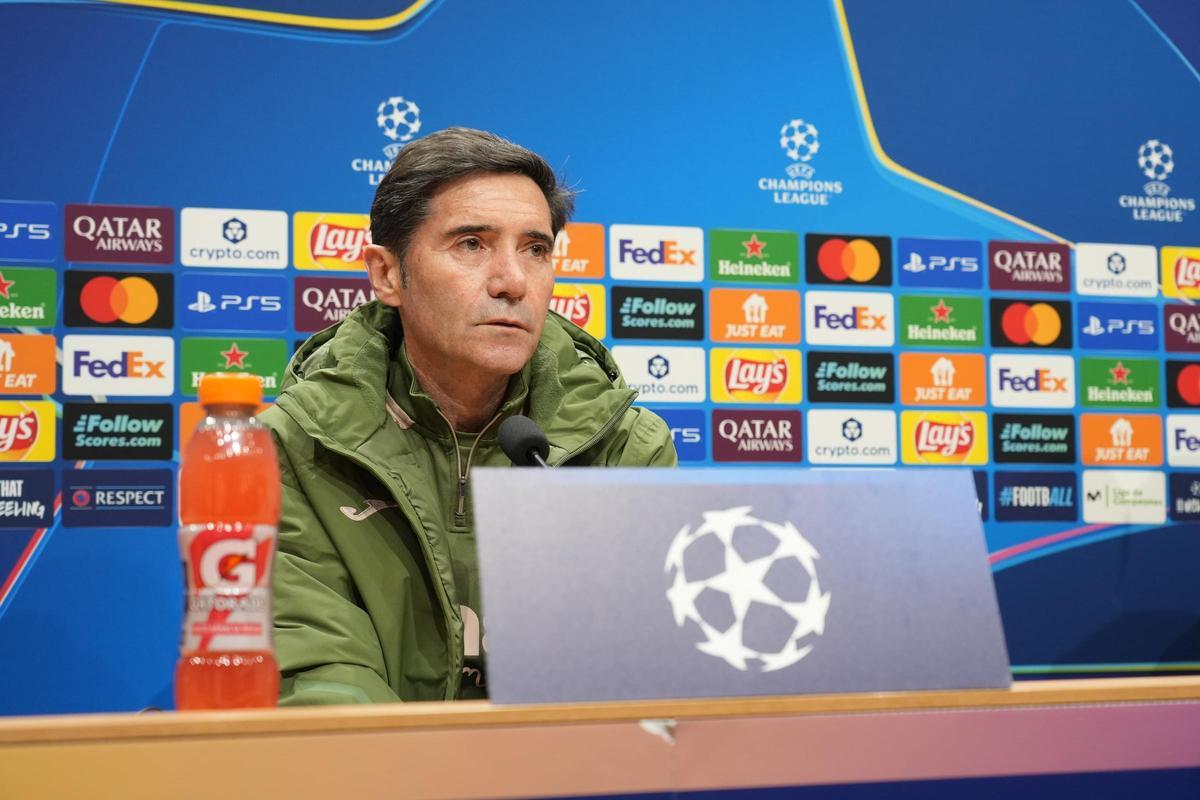 Marcelino García Toral, durante su análisis previo del Villarreal ante el Ajax en Champions.