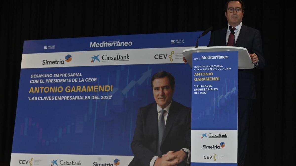 El presidente de la CEOE, Antonio Garamendi, en Castellón.
