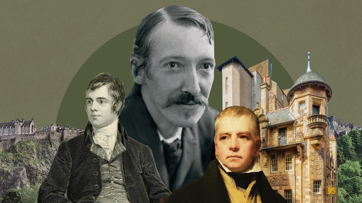 Sir Walter Scott, Robert Burns y Robert Louis Stevenson, los tres autores que figuran en el Writer's Museum.