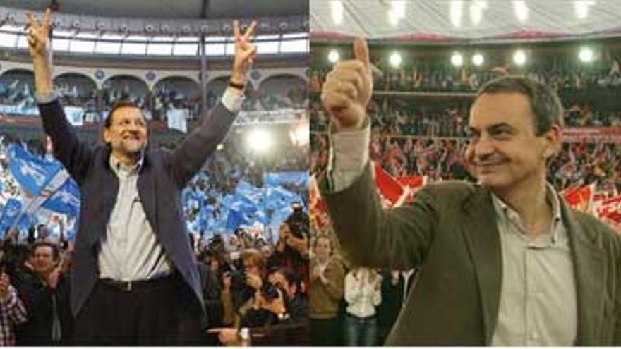 Zapatero y Rajoy aprovechan sus mítines para ensayar el cara a cara