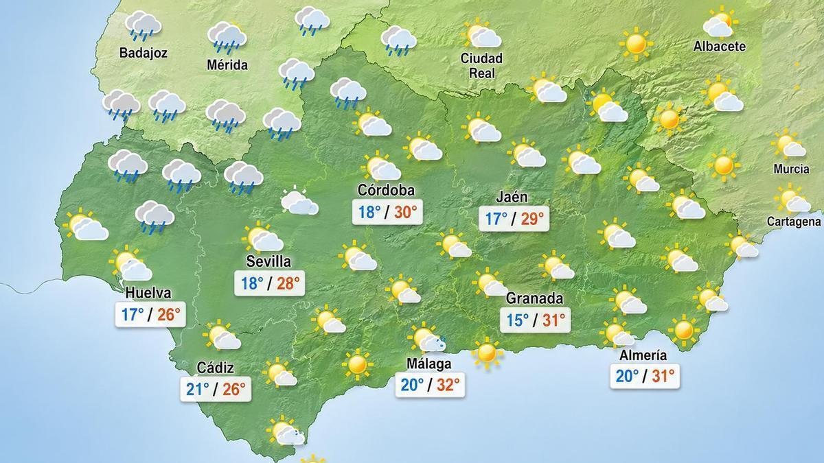 Mapa del tiempo para este jueves.