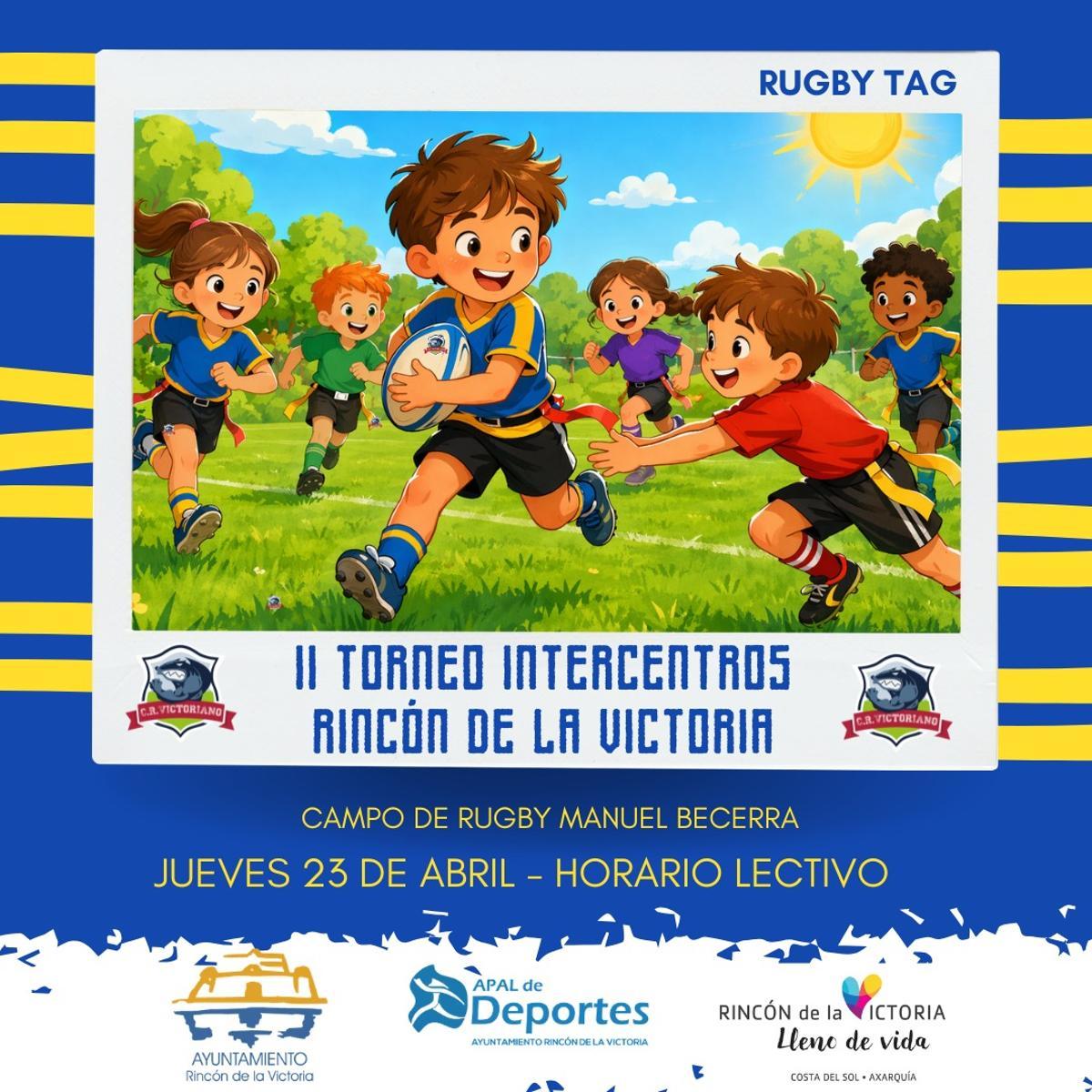 Cartel II Torneo de rugby Intercentros Rincón de la Victoria.