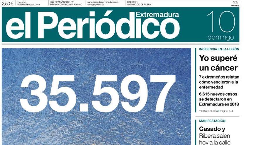 Esta es la portada de EL PERIÓDICO EXTREMADURA correspondiente al día 10 de febrero del 2019