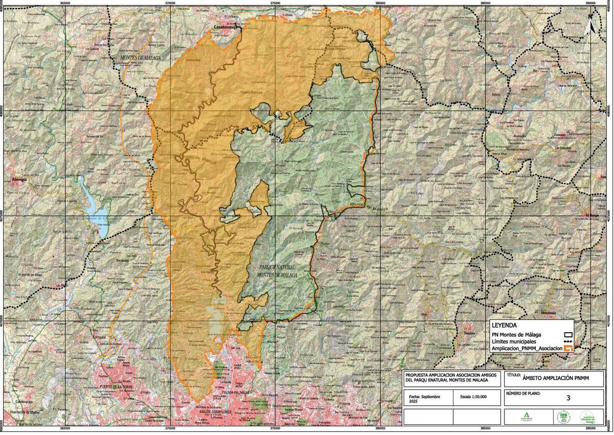 Propuesta de ampliación del Parque Natural Montes de Málaga aprobada por la junta rectora del parque.