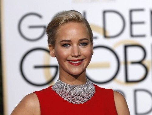 Jennifer Lawrence arrives at the 73rd Golden Globe Awards in Beverly Hills