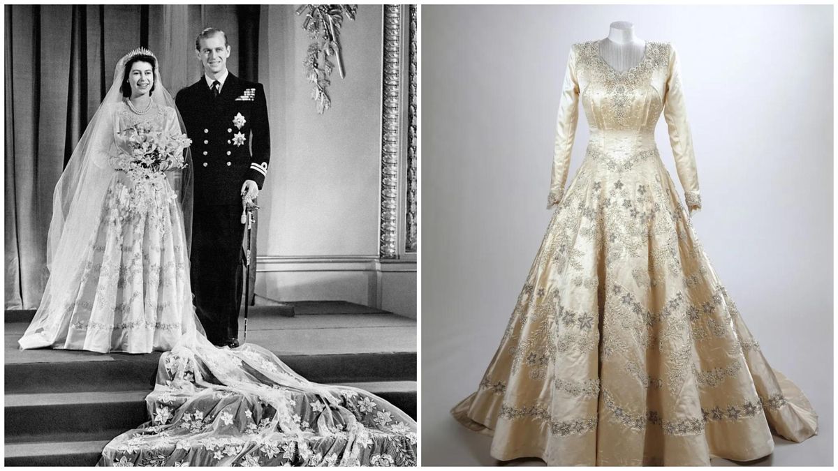 La princesa Isabel, el día de su boda con Felipe de Edimburgo, el 20 de noviembre de 1947, vestida por Norman Hartnell