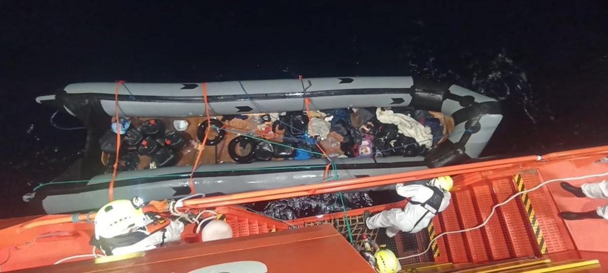 Una neumática con 21 migrantes en aguas próximas a la isla de Gran Canaria