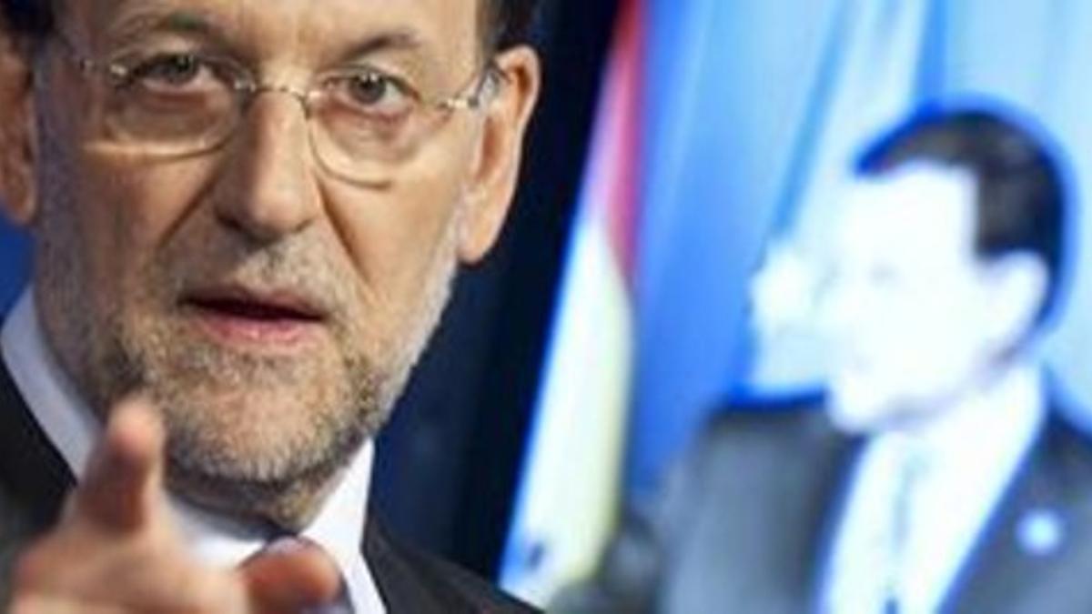 Mariano Rajoy, durante la rueda de prensa de hoy.