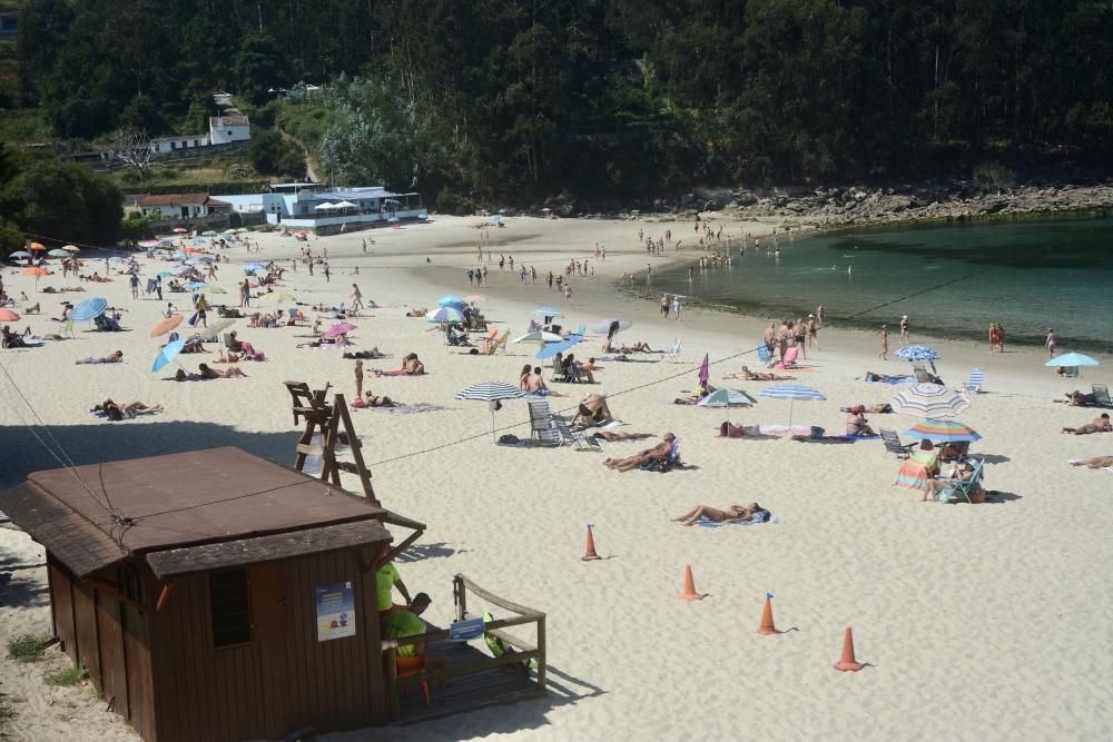 Semáforo en verde para entrar en la playa en Marín