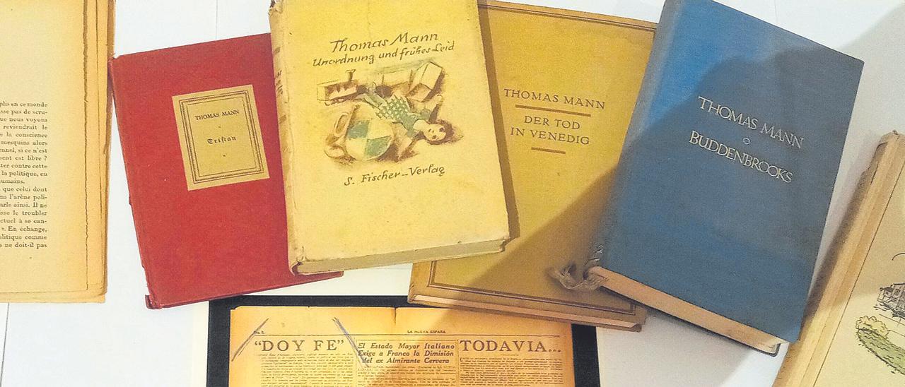 Libros de Thomas Mann expuestos en ‘Una pasión vital’ y que forman parte de la biblioteca de Negrín.