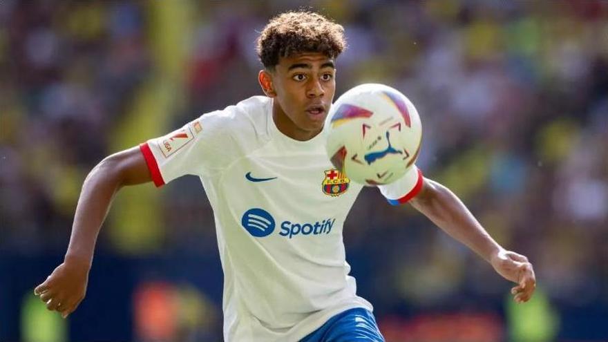 Lamine Yamal, en el partido contra el Villarreal en La Cerámica en 2023