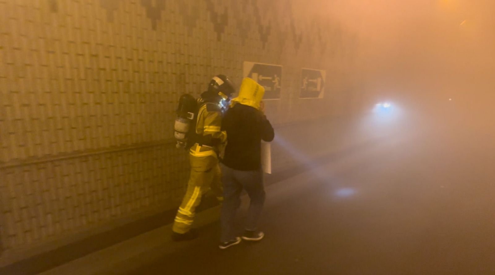 Simulacro en el túnel de Beiramar de Vigo