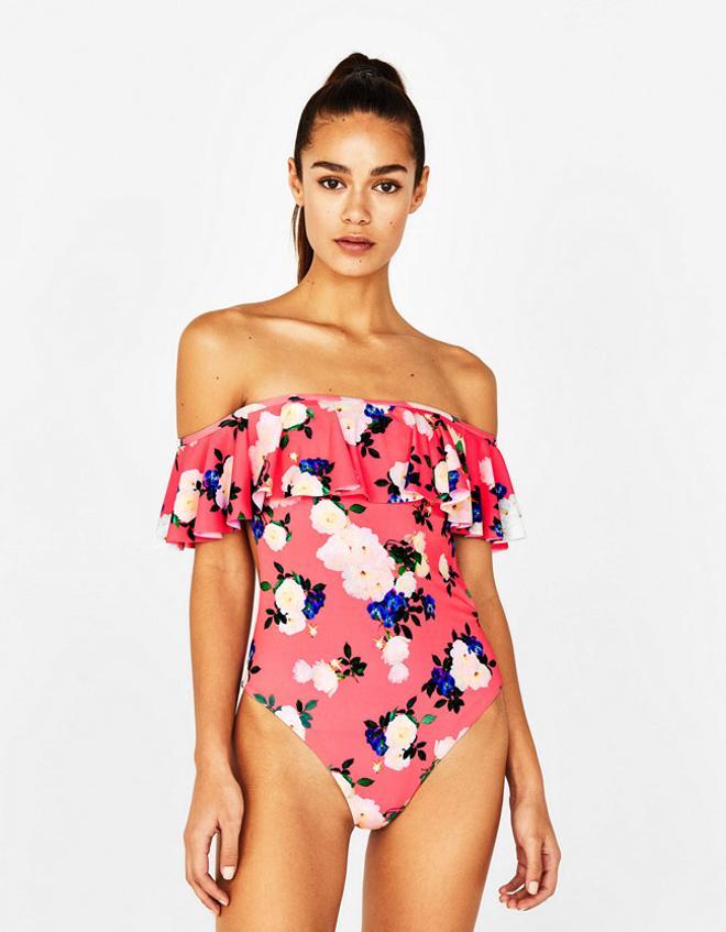 Swimwear Bershka 2018: bañador con volante paradise