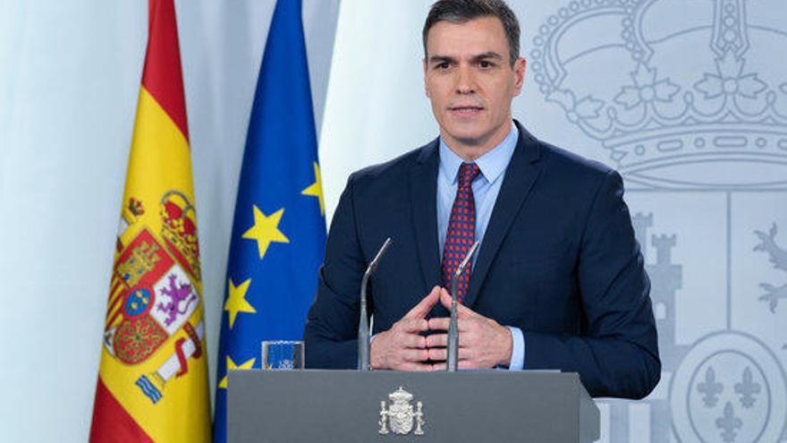 El president del govern espanyol, Pedro Sánchez en una compareixença del 12 de març