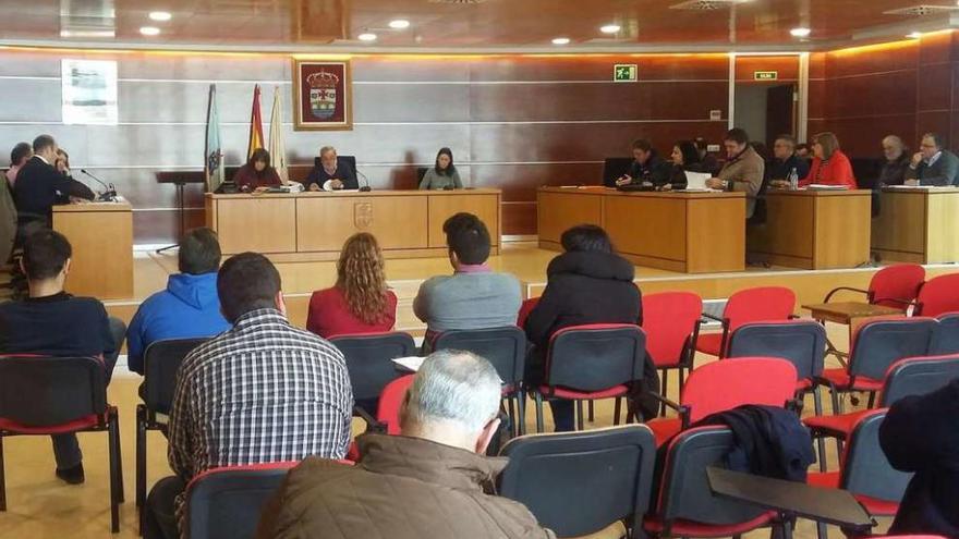 Parte de la Corporación y asistentes durante un pleno en el Concello de Culleredo.