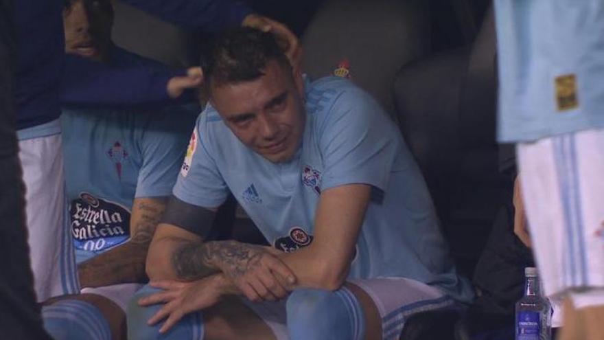 Iago Aspas llora en el banquillo. //BeinSports