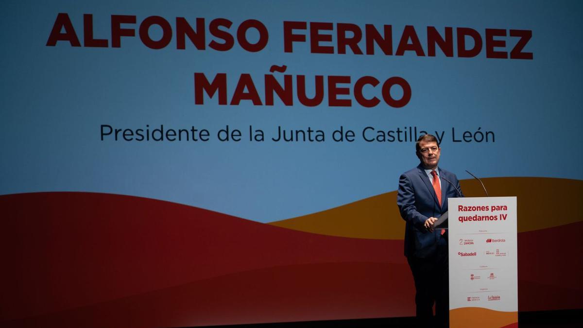 Alfonso Fernández Mañueco, durante su intervención en la cuarta edición del evento «Razones para quedarnos».