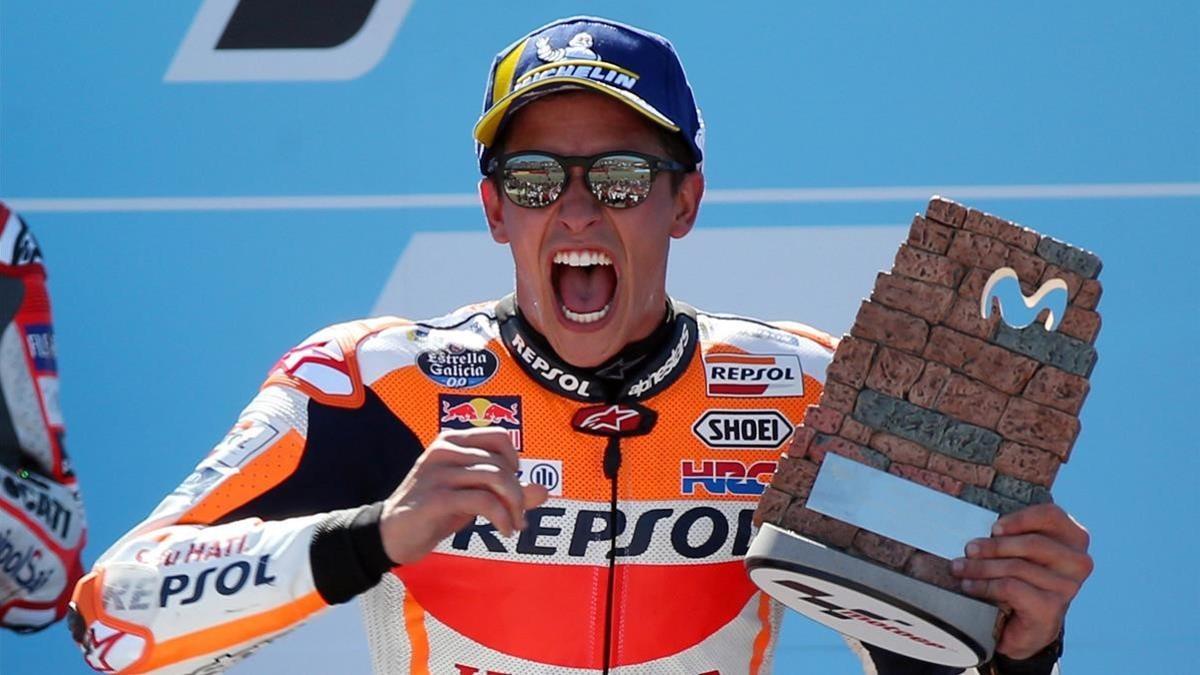 Marc Márquez gana en Motorland Aragón y suma la sexta victoria del campeonato.