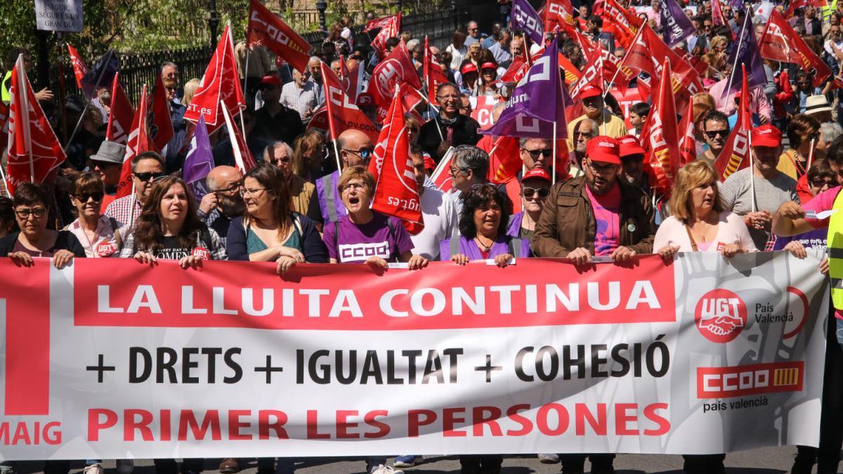 Imagen de la manifestación del 1 de Mayo de 2019 en Alcoy.