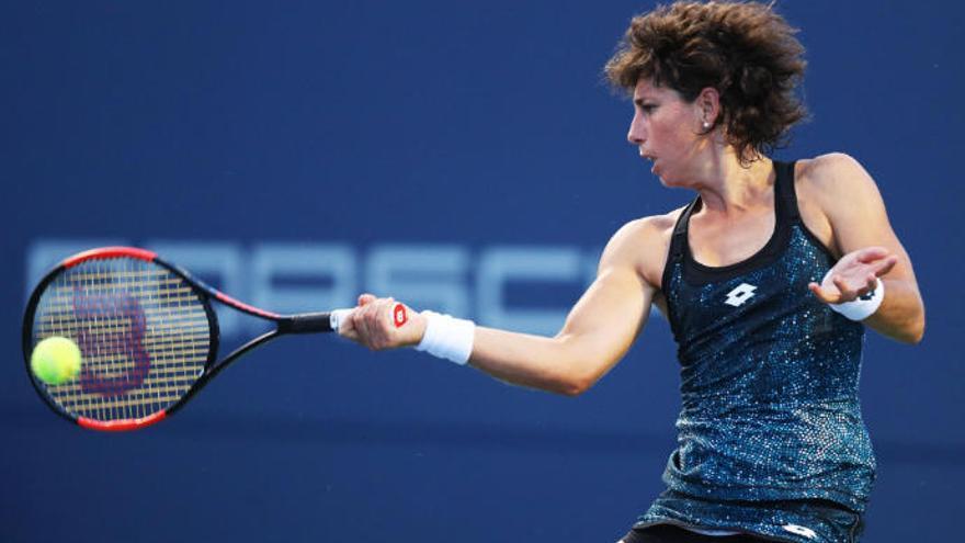 Carla Suárez, durante su partido de ayer ante Kvitova.