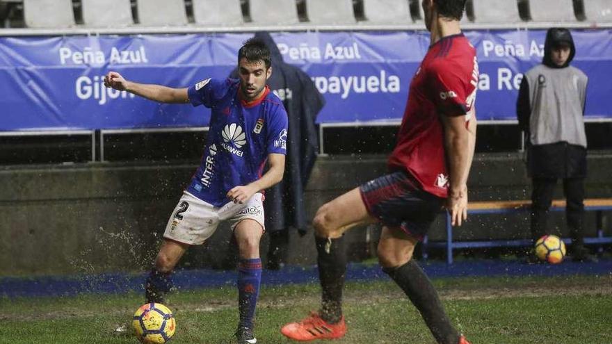 Diegui Johannesson, el domingo, en el partido Oviedo-Osasuna.