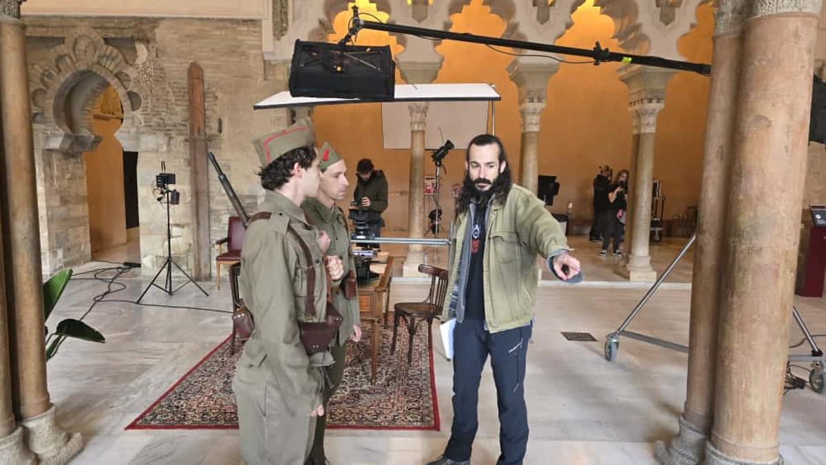 Rodaje del cortometraje 'En trámite', en la Aljafería.