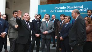 Emiliano García-Page, esta mañana durante el fallo del Premio Nacional de Tauromaquia en Toledo.