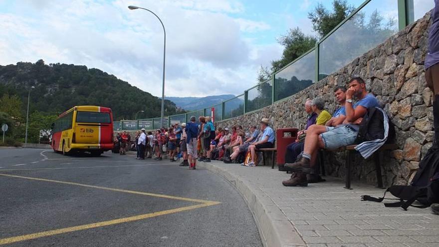 Una parada de autobús en el municipio de Sóller.