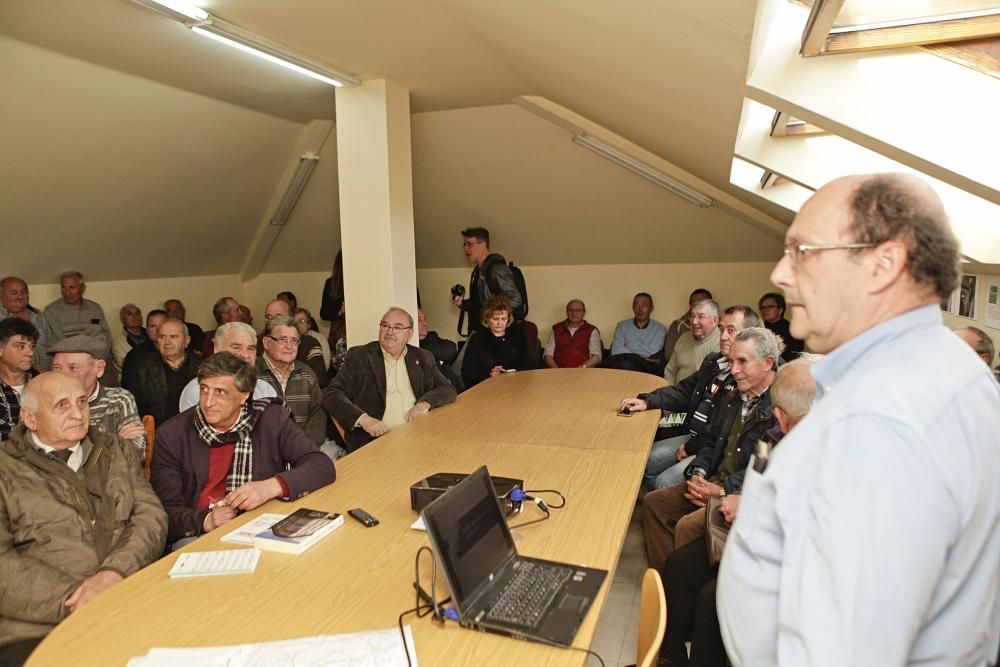 Técnico de la consejería habla de la polilla con los vecinos de Monteana