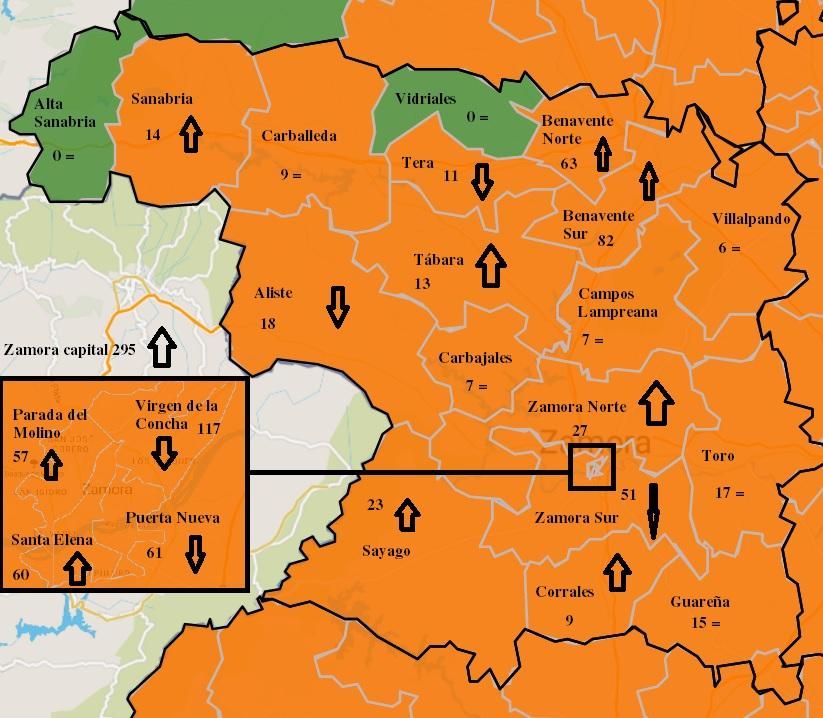 Mapa de contagios COVID por zonas básicas de salud