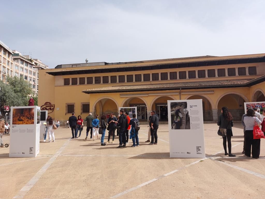 La exposición Fotoperiodismo en Palma en el siglo XXI se exhibie en la plaza de l'Olivar