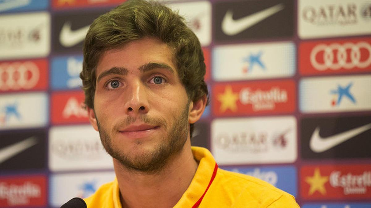 Sergi Roberto, en la sala de prensa de la ciudad deportiva azulgrana