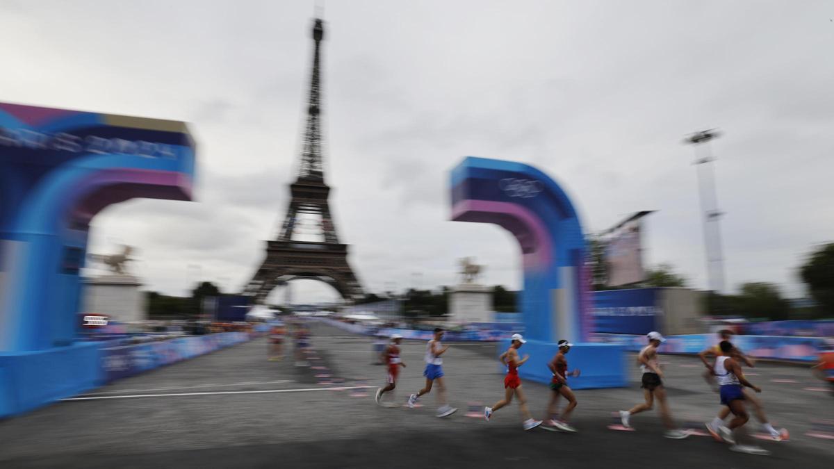 Los atletas de la prueba de marcha por relevos mixtos de los Juegos Olímpicos de París 2024