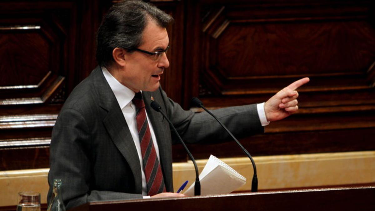 Artur Mas, durante su intervención en el pleno del Parlament, el miércoles.