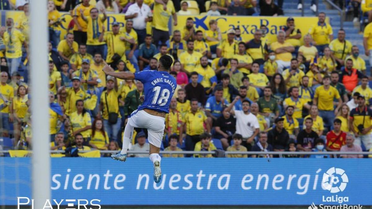 Gallego, celebrando un gol en el estadio Gran Canaria.