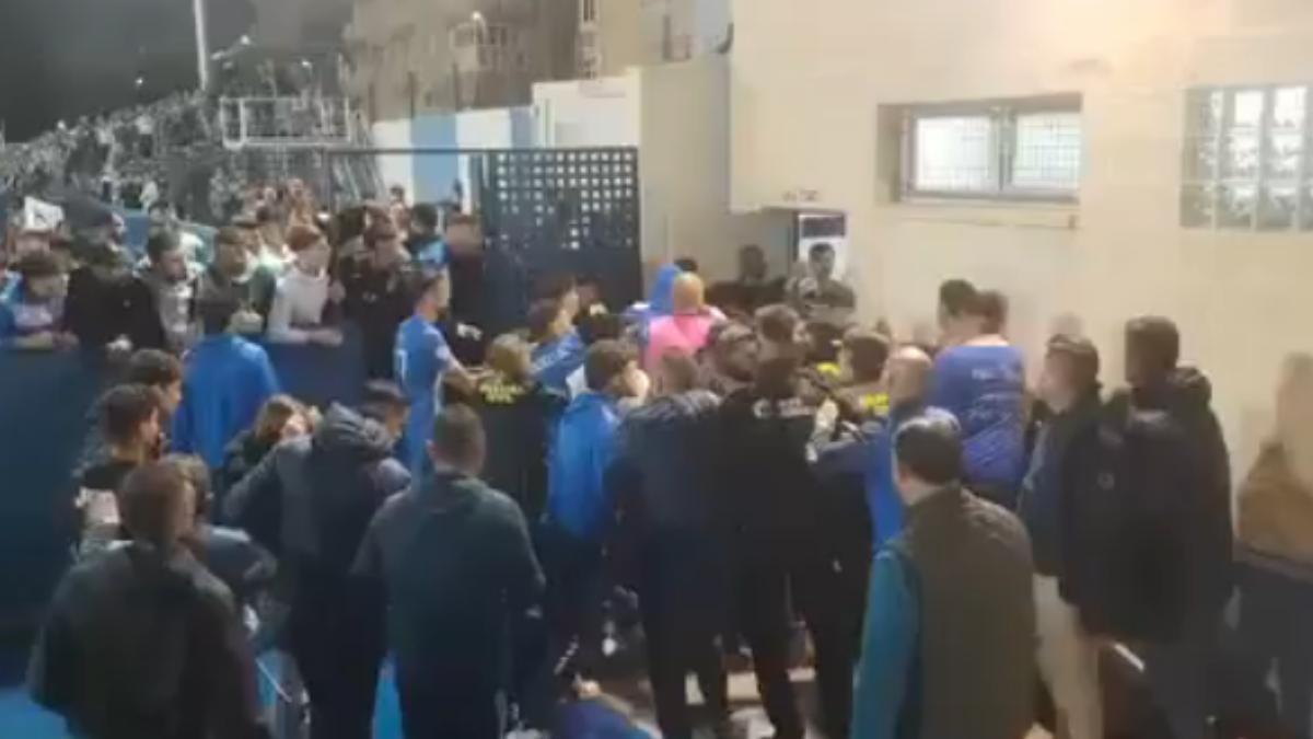Batussa després del final del derbi entre l'Águilas i el UCAM Múrcia.