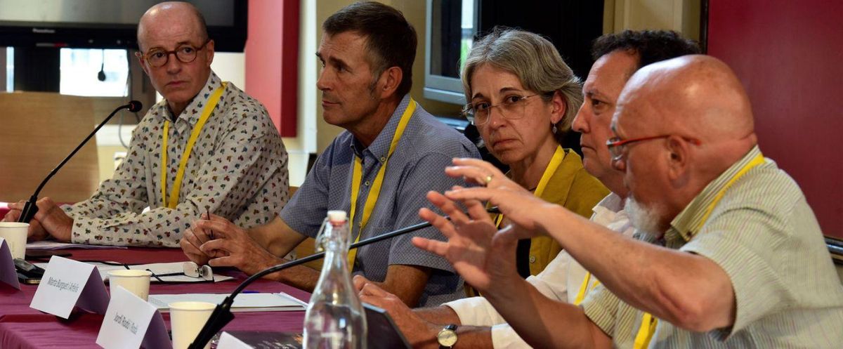 Marc Marcè, Joan Calmet, Marta Burguet, Jordi Rodó i Josep Huguet en un moment de l’acte | OSCAR BAYONA