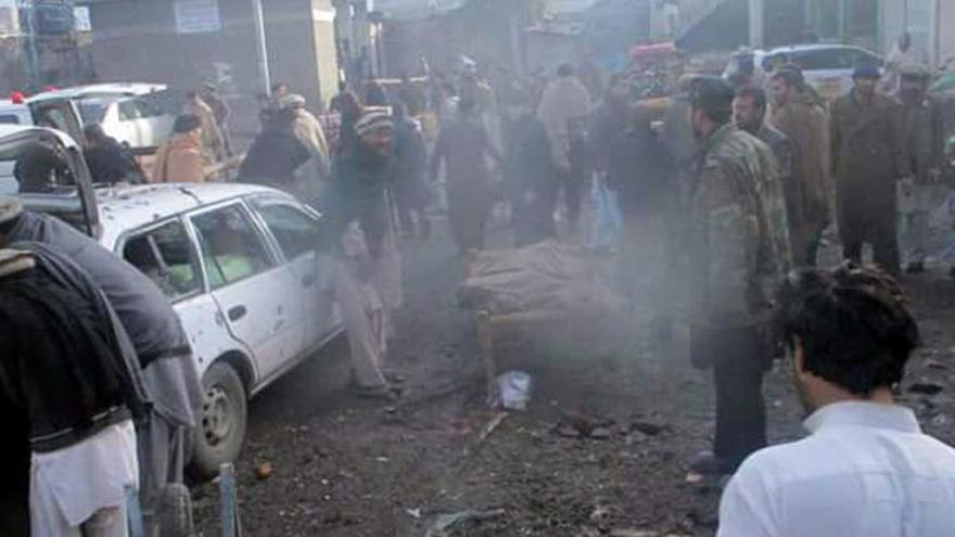 Mercado de Parachinar, Pakistán, tras la explosión.