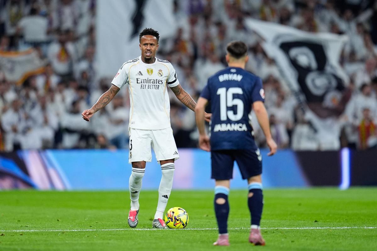 Eder Militao of Real Madrid CF in action during the Spanish League, LaLiga EA Sports, football match played between Real Madrid and RC Celta de Vigo at Bernabeu stadium on December 07, 2025, in Madrid, Spain. AFP7 07/12/2025 ONLY FOR USE IN SPAIN. Dennis Agyeman / AFP7 / Europa Press;2025;SOCCER;SPORT;ZSOCCER;ZSPORT;Real Madrid v RC Celta de Vigo - LaLiga EA Sports;