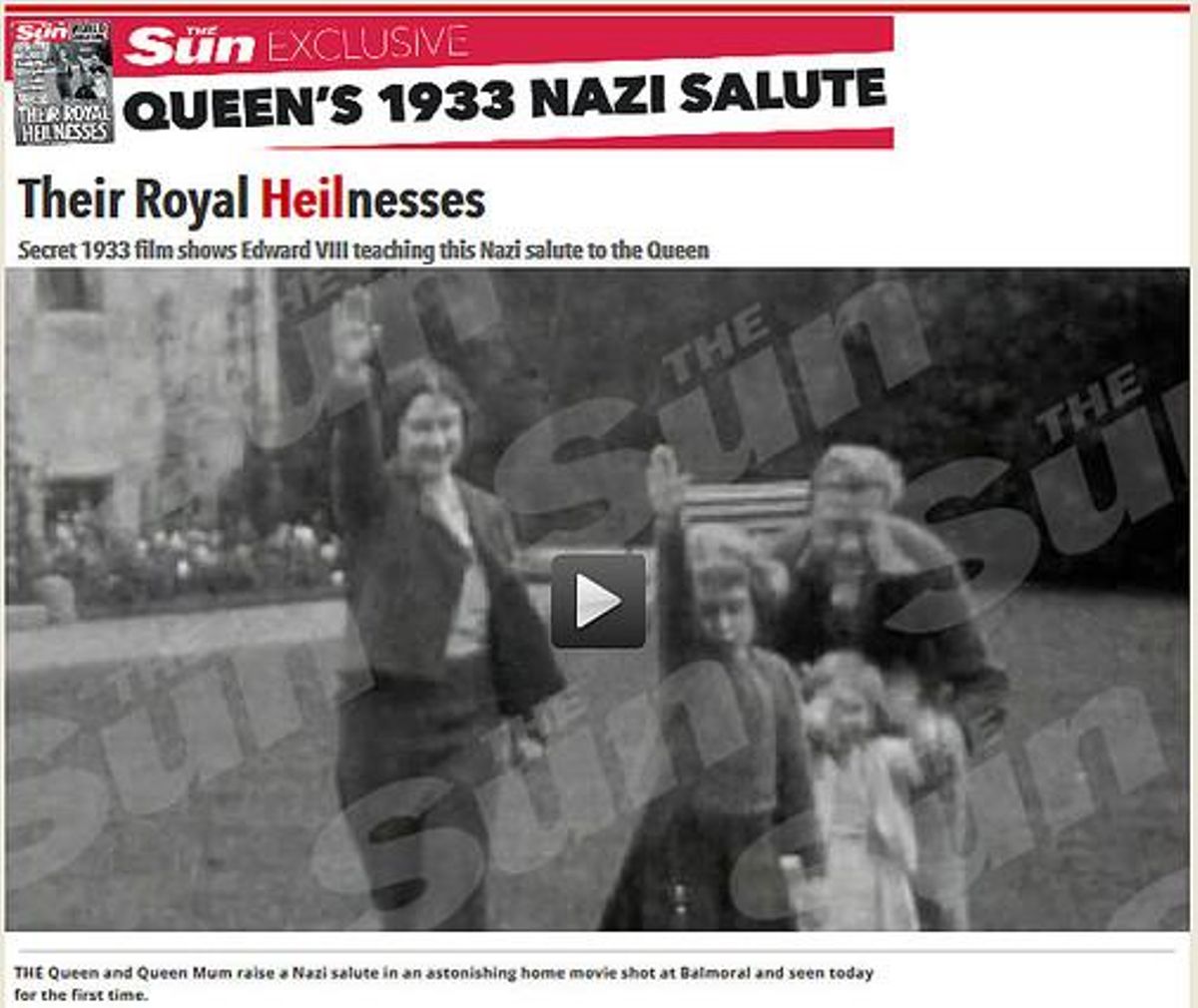 ’The Sun’ publica a la seva web el polèmic vídeo de la salutació nazi d’Isabel II.