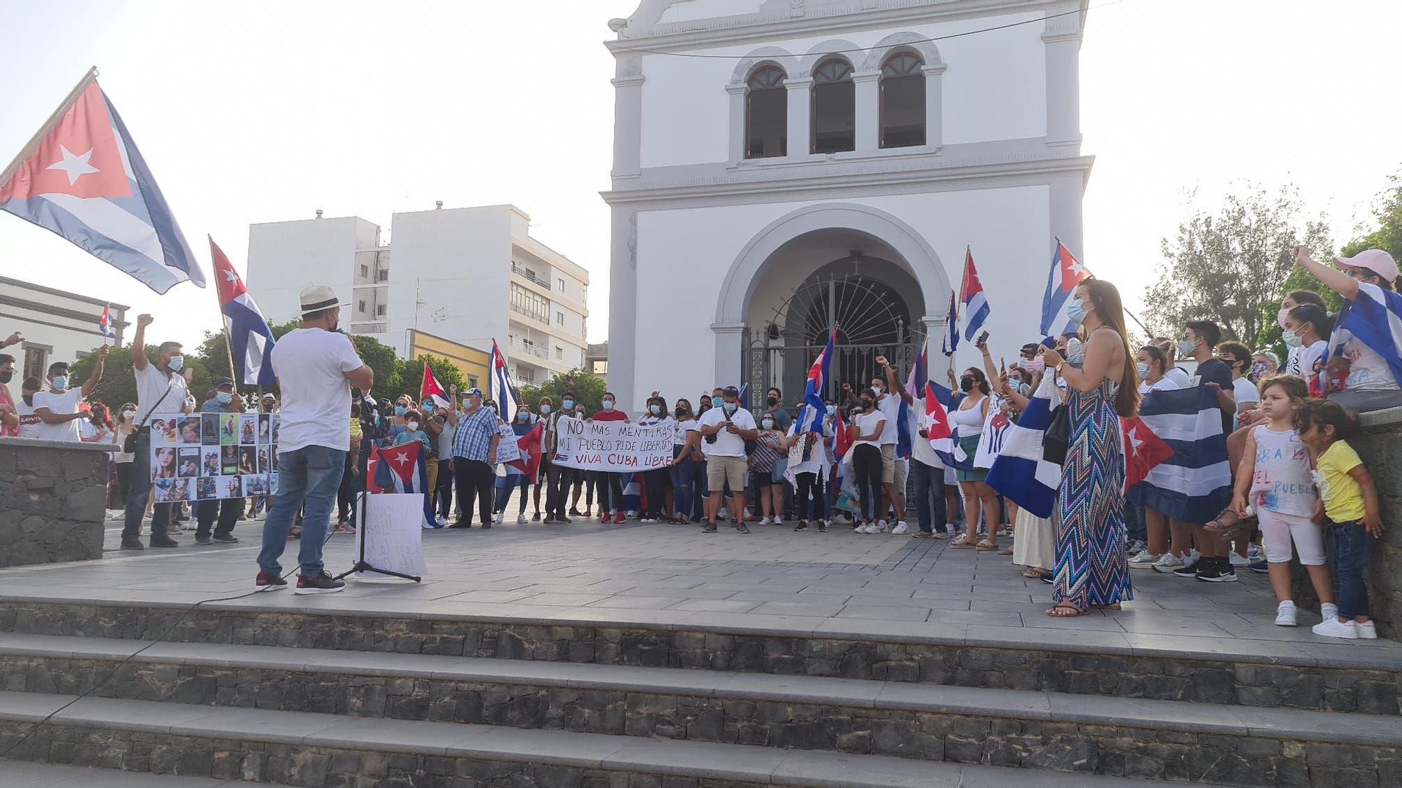 Protesta de la comunidad cubana en Puerto del Rosario, en Fuerteventura (17/07/2021)