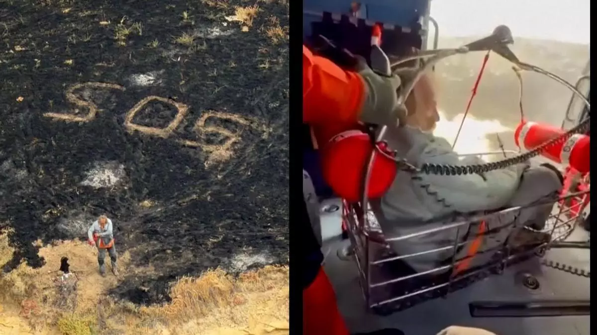Rescatan al tripulante de una embarcación atrapado en una isla en llamas en California