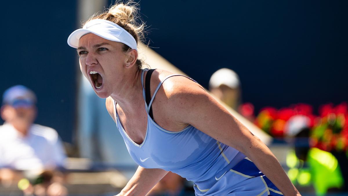 Simona Halep, celebrando un punto en Toronto 2022