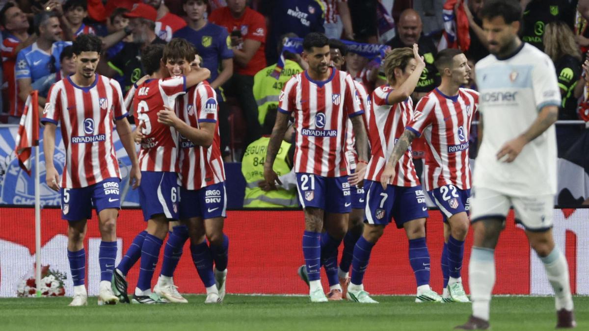 El Atlético se refuerza goleando a Osasuna antes del derbi madrileño