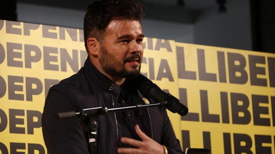 El cap de llista d&#039;ERC al Congrés, Gabriel Rufián, en un moment del míting a Lleida.