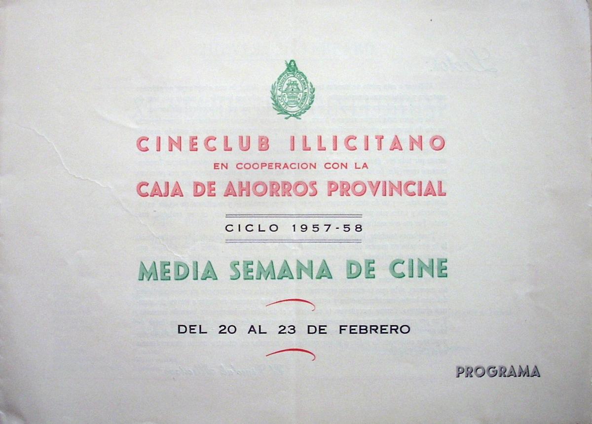 Folleto del Cineclub Ilicitano de 1958